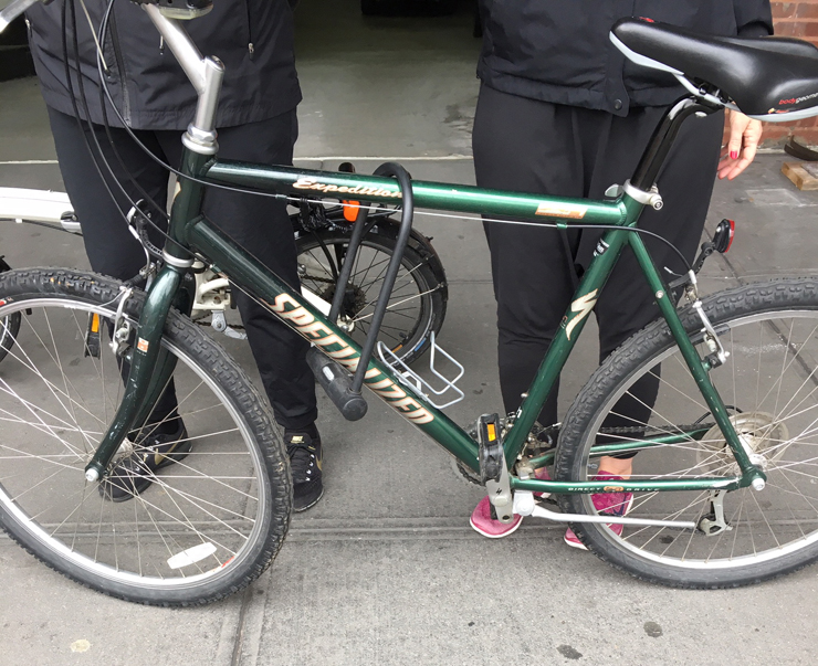 The stolen bike that as of Feb. 27 remained unclaimed at the 1st Precinct. Photo: April Koral/Tribeca Trib